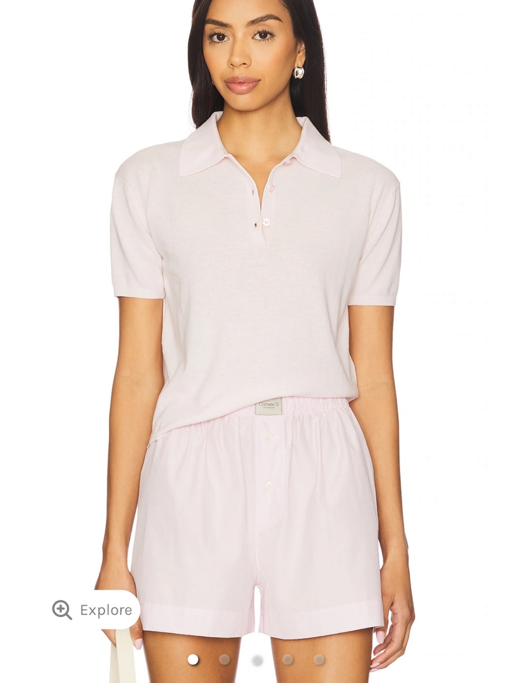 KULE FARLEY Light Pink Short Sleeve Polo Knit Top sweater blush plush new NWT